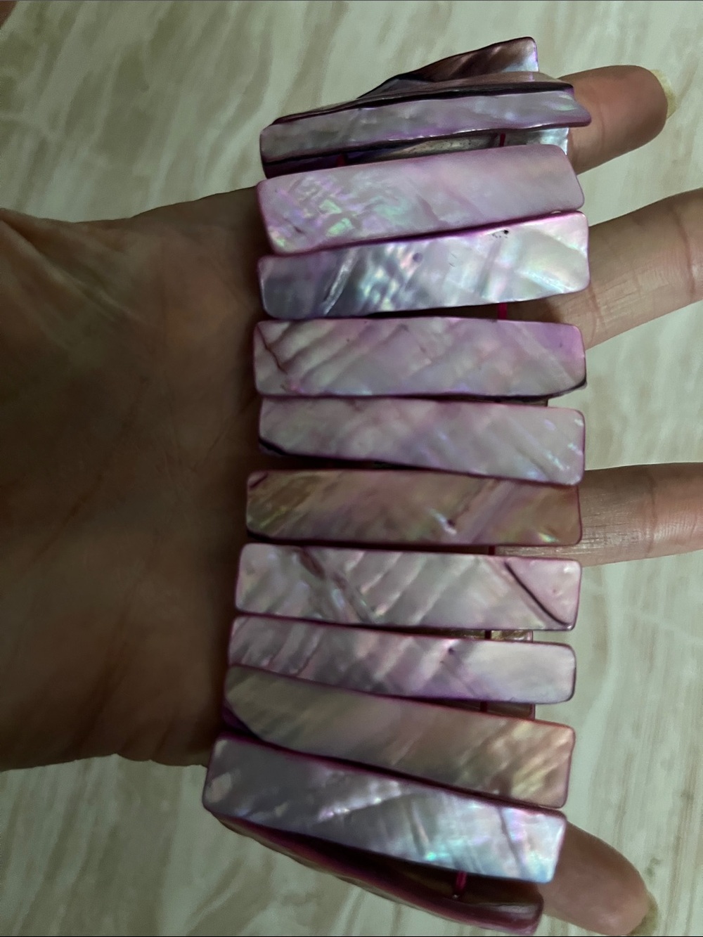 Pink Shell Stretch Bracelet  Opalescence - Picture 6 of 7